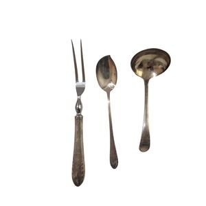 Holmes & Edwards May Queen Silverplate Meat Fork Jelly Server Ladle 3pc Set